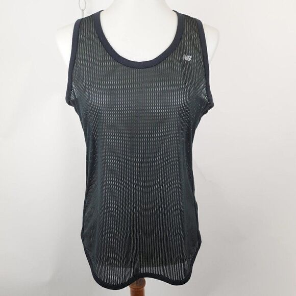 New Balance Black Mesh Breathable Running Tank Top WOMENS L - Picture 1 of 5